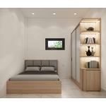 Combo Nội Thất Phòng Ngủ Nhỏ Gỗ MDF - Thiết Kế Tối Giản Màu Gỗ Sồi Hiện Đại