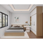 Combo Tủ Áo Và Bàn Trang Điểm Gỗ MDF Màu Sồi Sáng