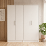 Tủ quần áo gỗ MDF 4 cánh màu trắng hiện đại