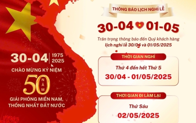 THÔNG BÁO NGHỈ LỄ 30/4 & 1/5