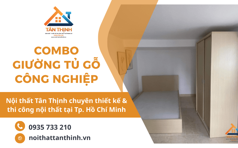 combo giường tủ gỗ công nghiệp