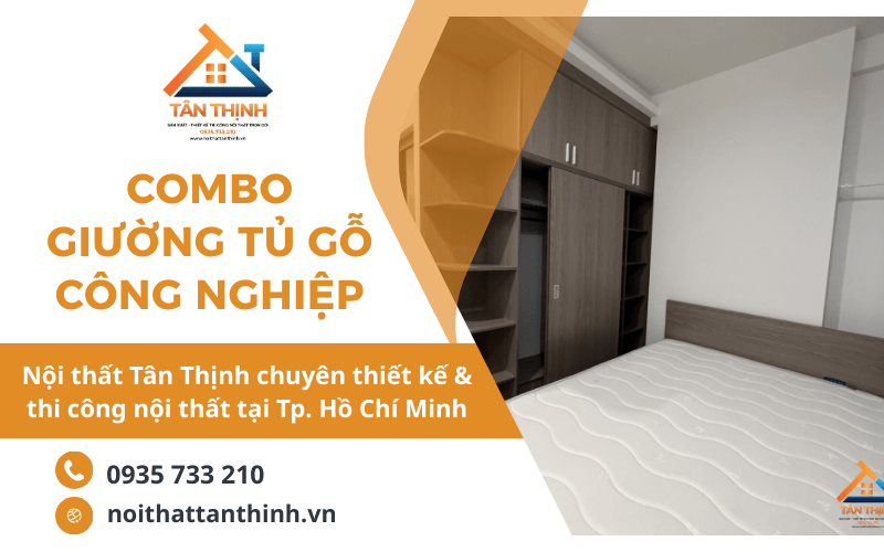 combo giường tủ gỗ công nghiệp