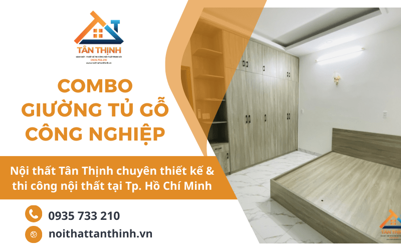 combo giường tủ gỗ công nghiệp