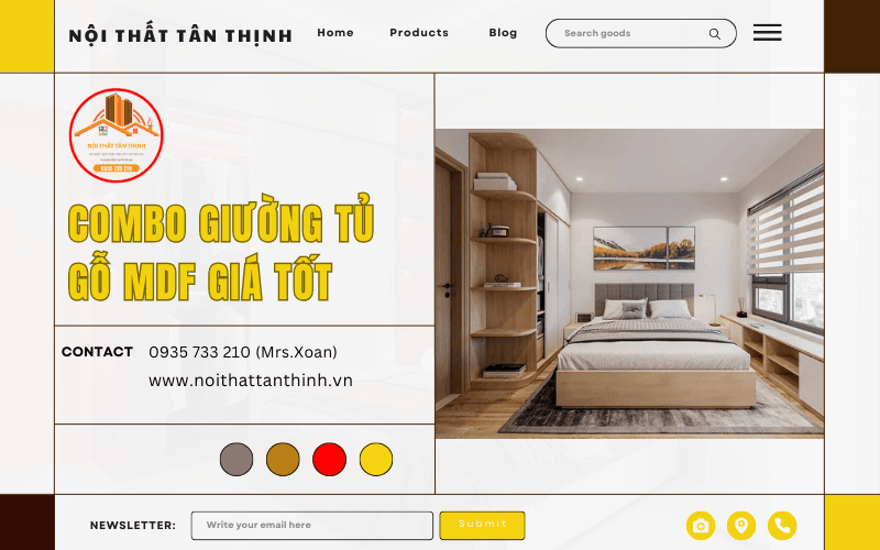 combo giường tủ gỗ MDF