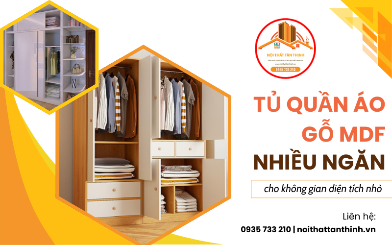 tủ quần áo gỗ MDF nhiều ngăn