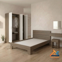 Bộ Combo Nội Thất Phòng Ngủ Màu Gỗ Sang Trọng - Gỗ MDF Chống Ẩm