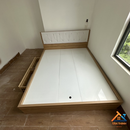 GIƯỜNG NGỦ GỖ MDF MẪU ĐẸP CÓ HỘC TỦ 