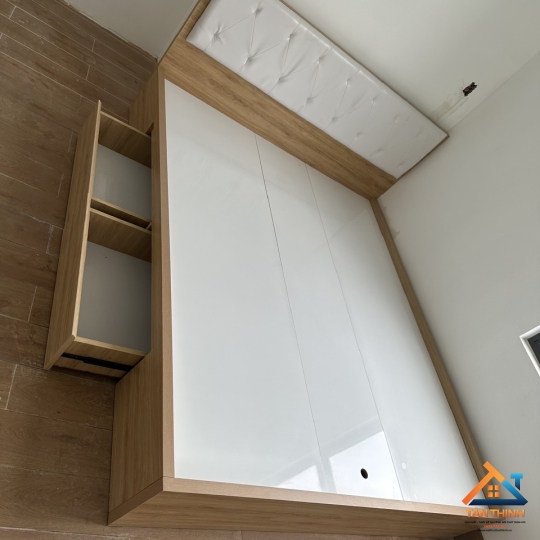 GIƯỜNG NGỦ GỖ MDF MẪU ĐẸP CÓ HỘC TỦ 