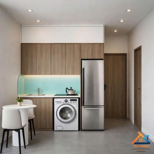 Combo Nội Thất Nhà Bếp Nhỏ Gọn - Thiết Kế Tủ Bếp Chữ I Kịch Trần