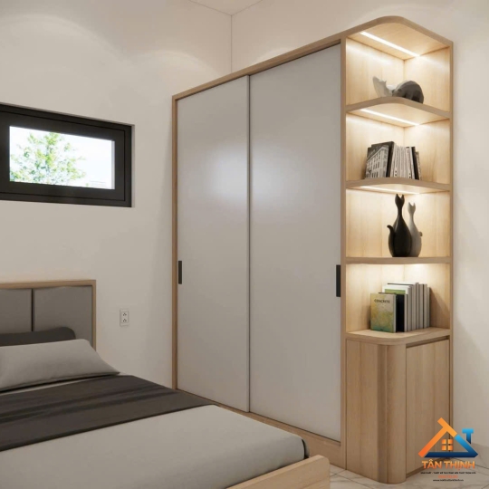 Combo Nội Thất Phòng Ngủ Nhỏ Gỗ MDF - Thiết Kế Tối Giản Màu Gỗ Sồi Hiện Đại