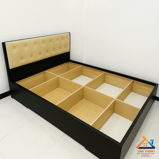 GIƯỜNG NGỦ GỖ MDF MẪU ĐẸP CÓ HỘC TỦ 