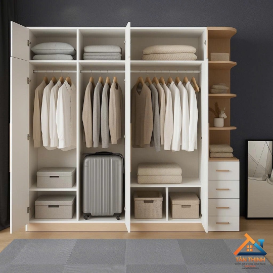 Tủ áo MDF phủ melamin 