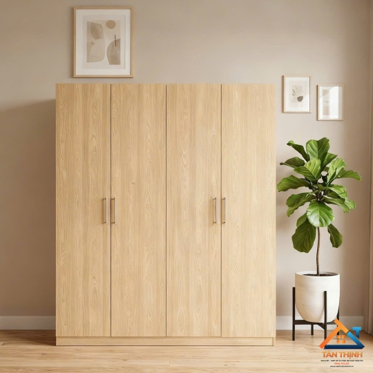 Tủ 4 cánh Gỗ Sáng Basic