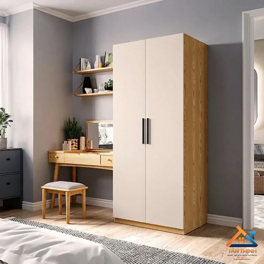 Tủ Áo 2 Cánh Mở Màu Trắng 