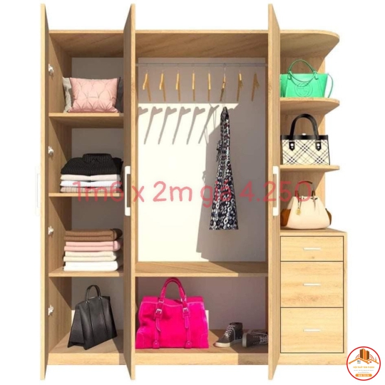 TỦ ĐỰNG QUẦN ÁO GỖ MDF MẪU MỚI NT-1102