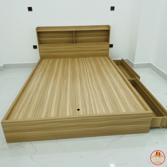 GIƯỜNG NGỦ GỖ MDF MẪU MỚI MÀU GỖ NT-0003