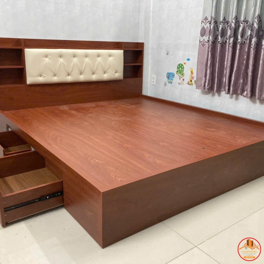 GIƯỜNG NGỦ GỖ MDF MẪU MỚI MÀU GỖ NT-607