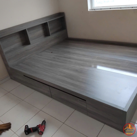 GIƯỜNG NGỦ GỖ MDF MẪU MỚI MÀU GỖ NT-6003